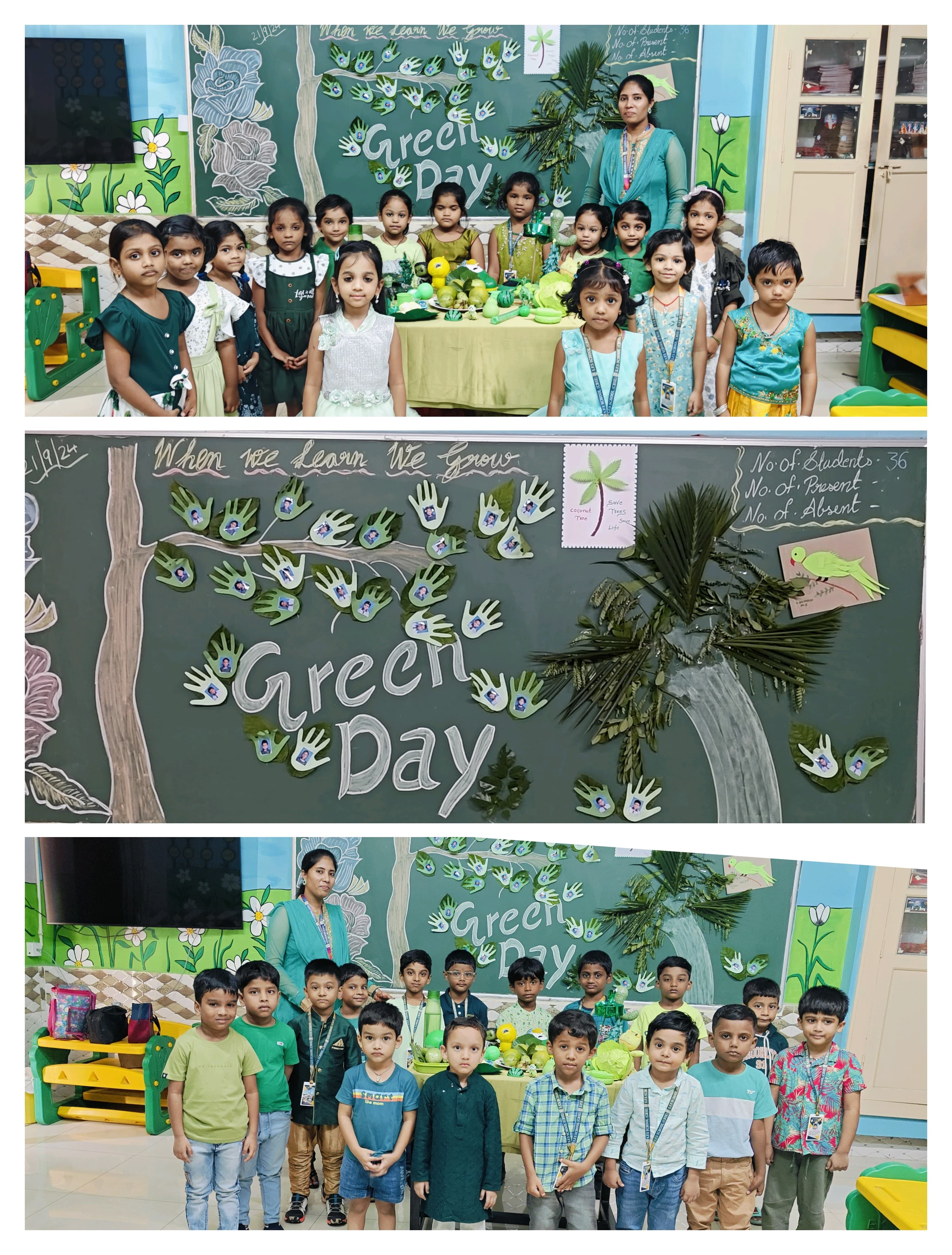 Green day celebration by pre primary classes